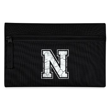 Letter N in white in the used look - Pencil Case - black - Front