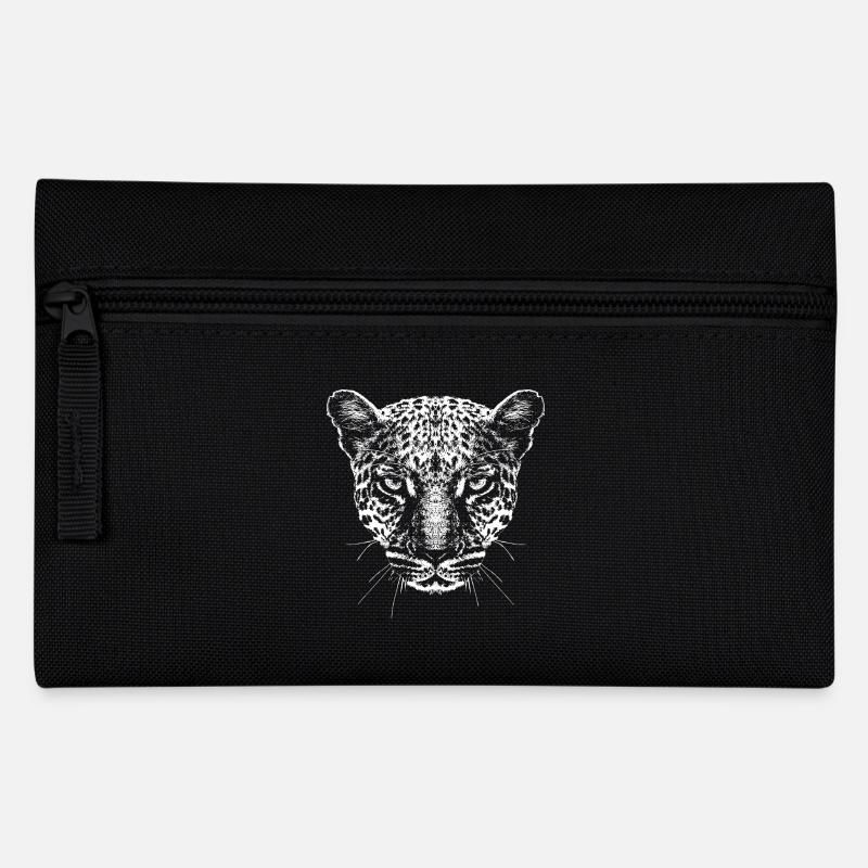 Leopard / Kopf / Grafik / Weiß - Federtasche - Schwarz