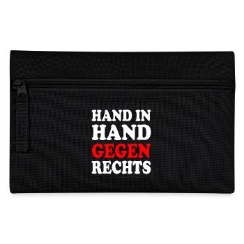 Hand in hand gegen rechts - Federtasche - Schwarz - Vorne