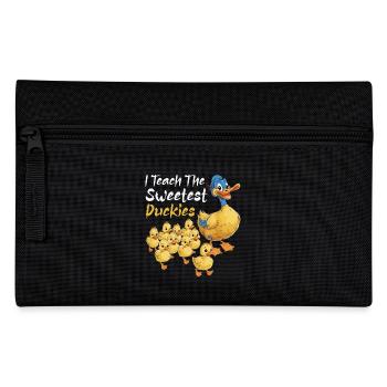 I Teach The Sweetest Duckies Teacher Rubber Duck - Pencil Case - black - Front