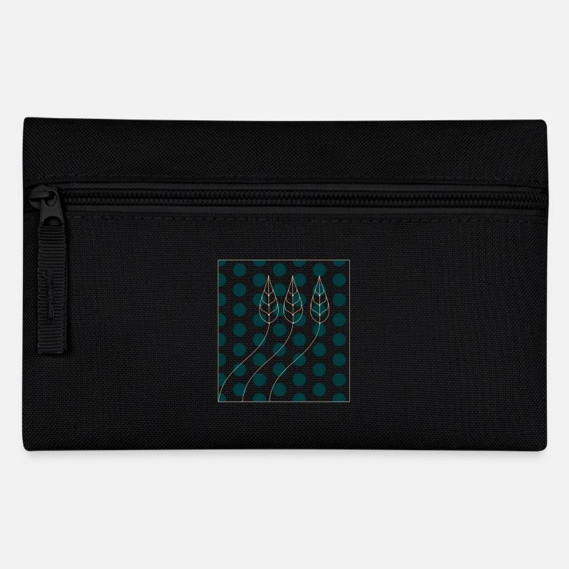 Pflanzenmuster Punkte - Federtasche - Schwarz