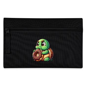 Tortue mignonne beignet dessin animé bite drôle - Trousse - noir - Devant