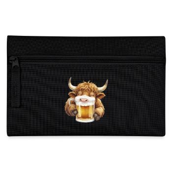Kuh Bier Trachtenshirt Trachten - Federtasche - Schwarz - Vorne