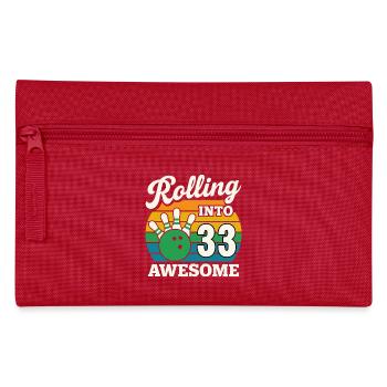Bowling 33. Geburtstag Feier Grafik - Federtasche - Rot - Vorne