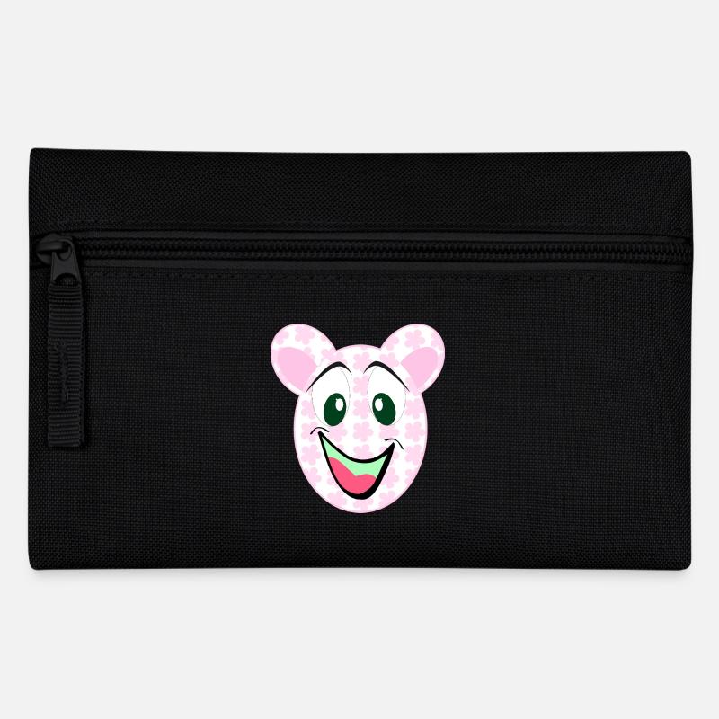 Bear Floral Pattern Smile - Pencil Case - black