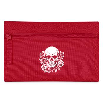 Schädel mit Blumenkranz - Federtasche - Rot - Vorne