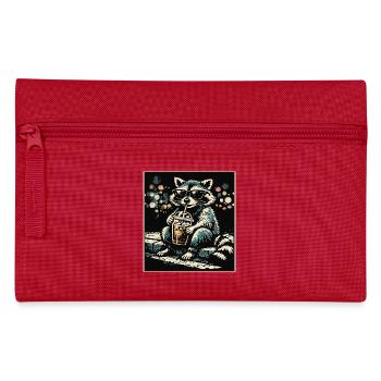 Funny raccoon drinking iced coffee - Pencil Case - red - Front