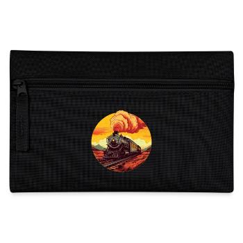 Vintage Dampflok bei Sunset: Zeitreise auf - Federtasche - Schwarz - Vorne