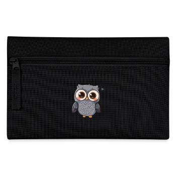 Cute Big-eyed Owl Cartoon Character - Pencil Case - black - Front