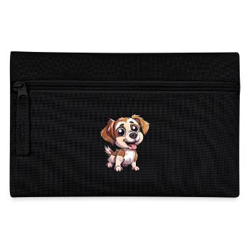 Playful puppy with googly eyes - Pencil Case - black - Front