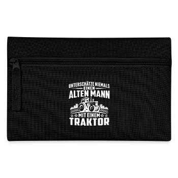 Alten mann mit einem traktor - Federtasche - Schwarz - Vorne
