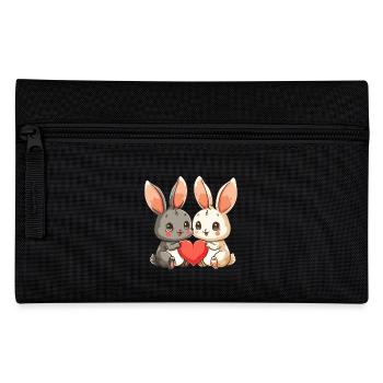 Couple de lapins Amour Pâques Saint-Valentin - Trousse - noir - Devant