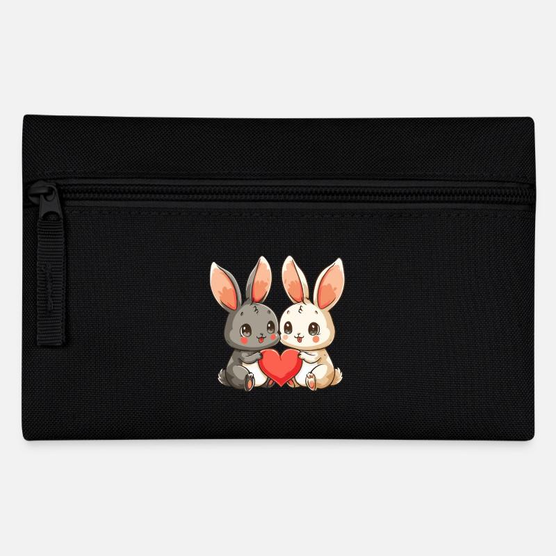 Couple de lapins Amour Pâques Saint-Valentin - Trousse - noir