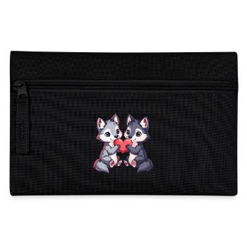 Wolf Paar Liebe Valentinstag - Federtasche - Schwarz - Vorne