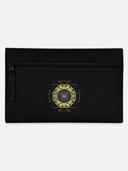 Kosmisches Sri Yantra - Federtasche - Schwarz