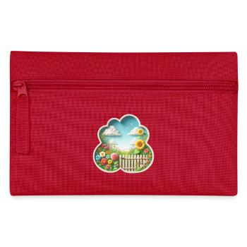 Garten mit Blume auf Blumenwiese und Sonnenblume - Federtasche - Rot - Vorne