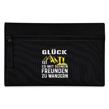 Berge - Glück ist es mit Freunden zu wandern - Federtasche - Schwarz - Vorne