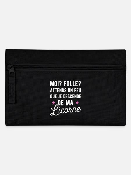 Moi folle t-shirt humour licorne - Trousse - noir