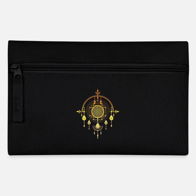 Blume des Lebens, Heilige Geometrie, Amulett, Yoga - Federtasche - Schwarz