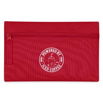 Powered by iced coffee- Kaffee Geschenk - Federtasche - Rot - Vorne