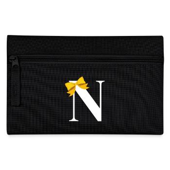Letter n yellow bow - Pencil Case - black - Front