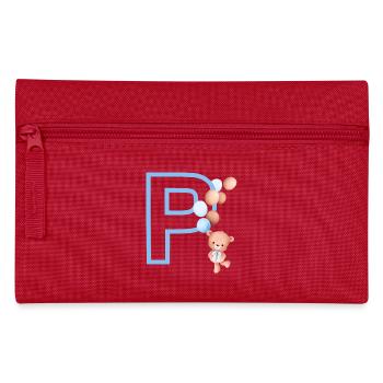 Blue Letter P Bear - Pencil Case - red - Front
