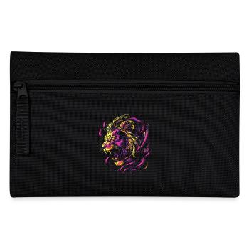 Löwe Bunt Löwenkopf Neon Farbenfroh Raubtier Kunst - Federtasche - Schwarz - Vorne