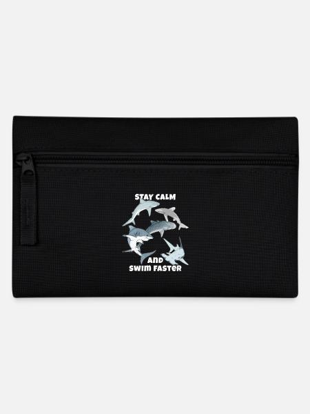 Bleib Ruhig und schwimme schneller - Federtasche - Schwarz