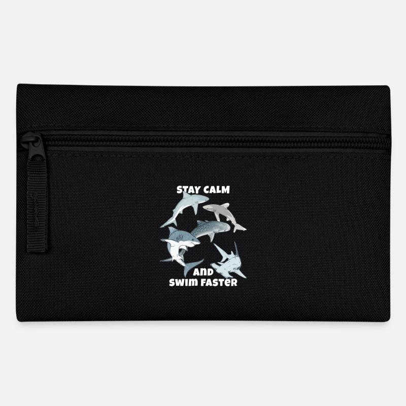 Bleib Ruhig und schwimme schneller - Federtasche - Schwarz