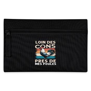 Loin Des Cons Près de Mes Poules Humour Vintage - Trousse - noir - Devant