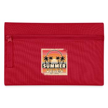 Ambiance estivale : palmiers rétro au coucher du soleil - Trousse - rouge - Devant
