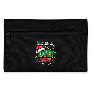 Lieber Weihnachtsmann, Unartig? Weihnachtsshirt - Federtasche - Schwarz - Vorne