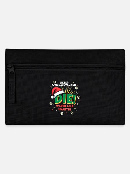Lieber Weihnachtsmann, Unartig? Weihnachtsshirt - Federtasche - Schwarz