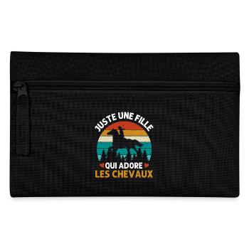 Juste Une Fille Qui Adore Les Chevaux Cadeau Rétro - Trousse - noir - Devant