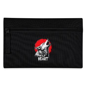 Wolf Design Backprint – Rot und Weiß Kunstmotiv - Federtasche - Schwarz - Vorne