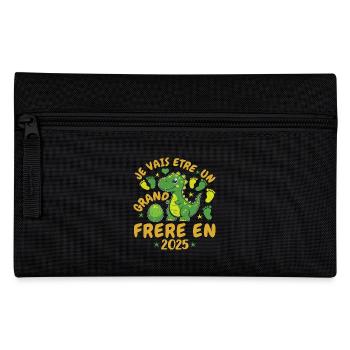 Grand Frère 2025 Annonce Grossesse Cadeau Dino - Trousse - noir - Devant