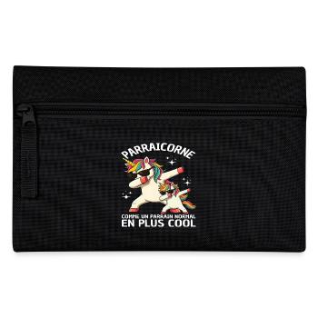 Parraicorne Humour Parrain Licorne Dab Cadeau - Trousse - noir - Devant