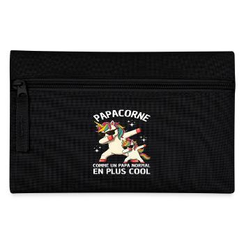 Papacorne Humour Papa Licorne Dab Fête Des Pères - Trousse - noir - Devant
