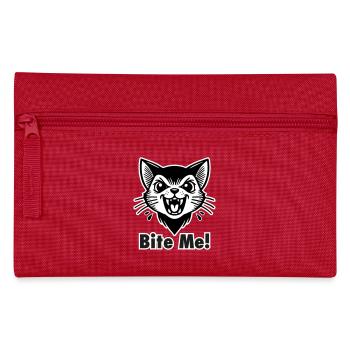 Gothic Vampire Cat - "Bite Me!" Design - Pencil Case - red - Front