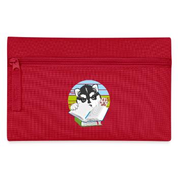 Chiot husky chien adore lire des livres - Trousse - rouge - Devant
