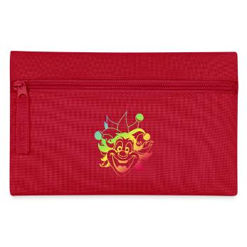 Rainbow Jester Smile Clown Kasper Fasching - Federtasche - Rot - Vorne