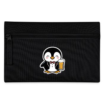 Pingouin avec de la bière en costume et cravate bande dessinée - Trousse - noir - Devant