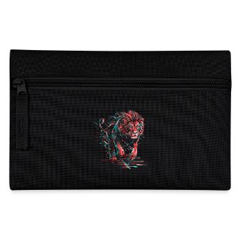 Löwe Neon Löwenkopf Farbenfroh Raubtier Tier Wild - Federtasche - Schwarz - Vorne