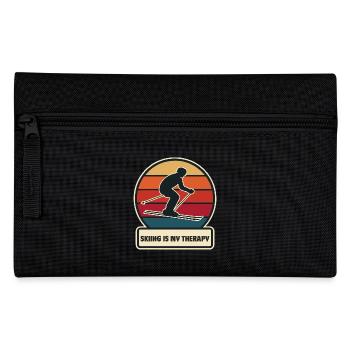 Skiing is my therapy - Pencil Case - black - Front