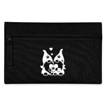 Kifferzwerge mit Hanf-Herz - Federtasche - Schwarz - Vorne