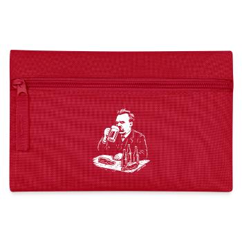 Friedrich Nietzsche trinkt Bier Illustration - Federtasche - Rot - Vorne