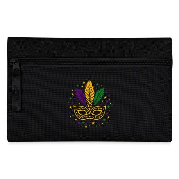 Carnival Mask with Feathers & Stars - Pencil Case - black - Front