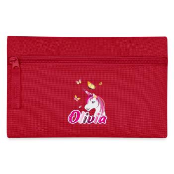 Olivia Unicorn with Butterflies - Pencil Case - red - Front