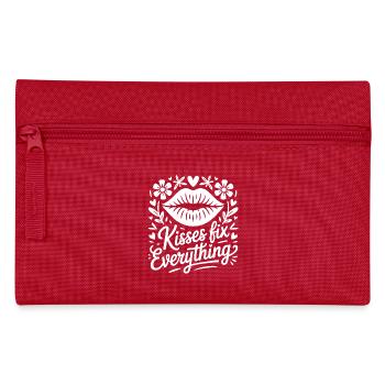 Kiss motif with floral frame - Pencil Case - red - Front