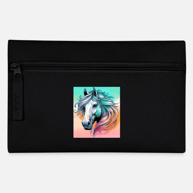 Pferd - Federtasche - Schwarz